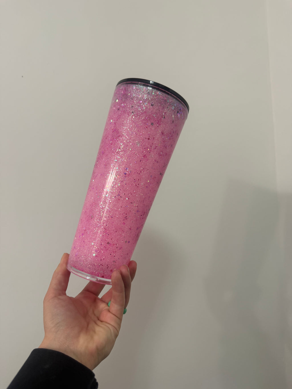 24 oz Pink Glitter Snowglobe Tumbler