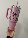 Checkered Bow Pink Stainless Steel