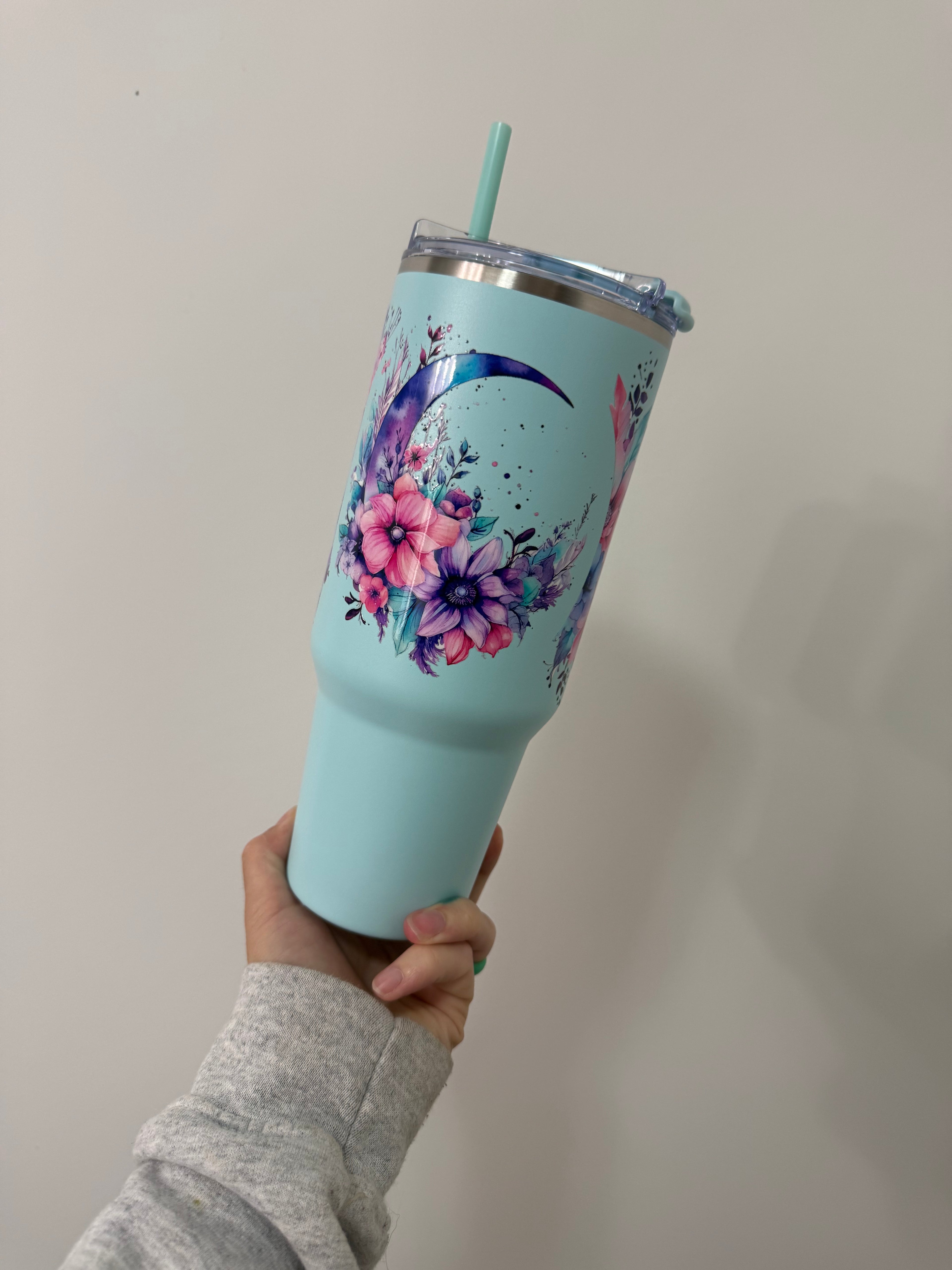 Flower/Moon Blue Stainless Steel